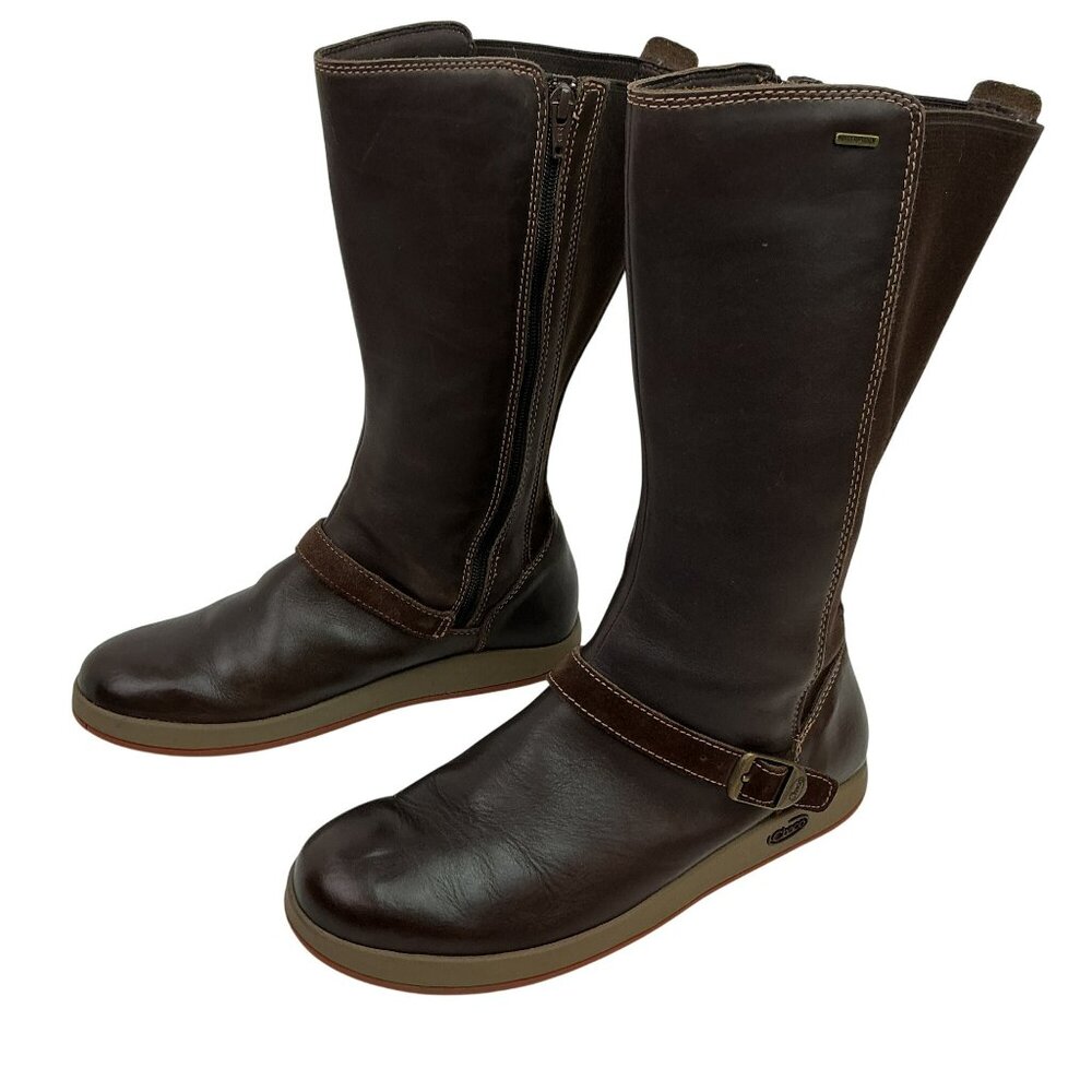Chaco Mara Waterproof Mid-Calf Leather Riding Boots Womens Brown 8/9 - Picture 1 of 14